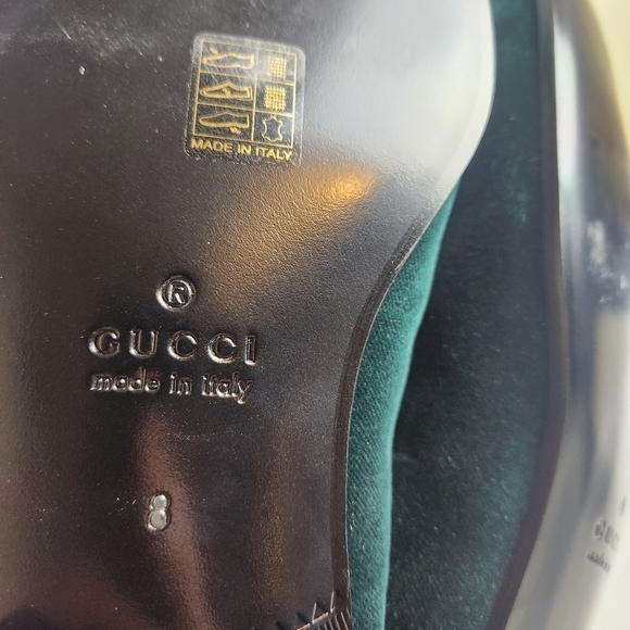 Gucci Green embroidered loafers size 8 new no box, imperfections - Picture 13 of 16